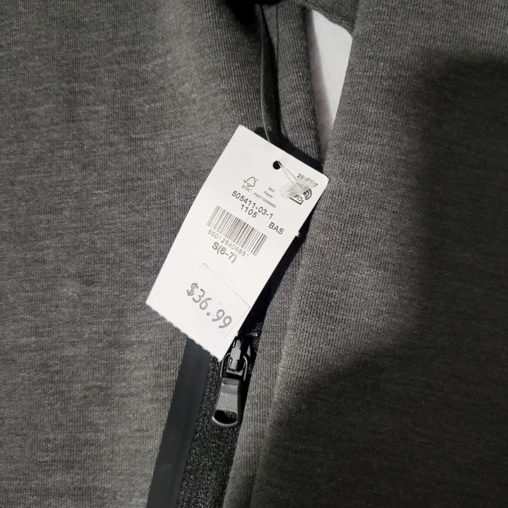 Old Navy Active Boys Small 6 7 Gray Jacket Dynamic Fleece Zip Hoodie NWT New
